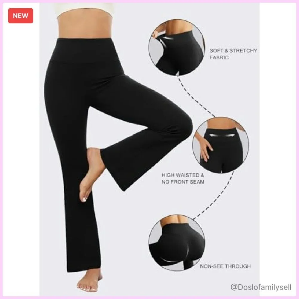 High Waisted Flare Leggings Seamless Yoga Pants Tummy Control Bootcut - Picture 7 of 8